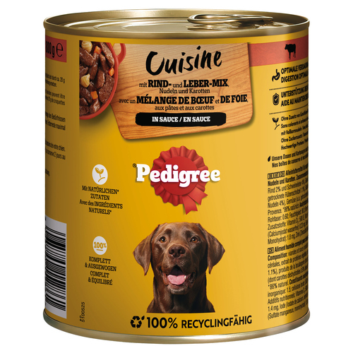 Pedigree Cuisine in Sauce Rind, Nudeln & Karotten 800 g - 12 Stück