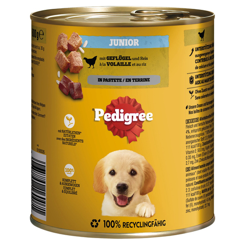Pedigree Junior Geflügel & Reis Pastete 800 g - 12 Stück