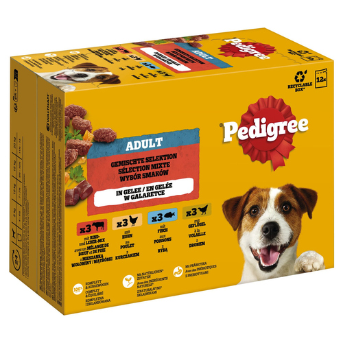 Pedigree Multipack Gemischte Selektion in Gelee 4 Varietäten 12 x 100 g - 4 Stück