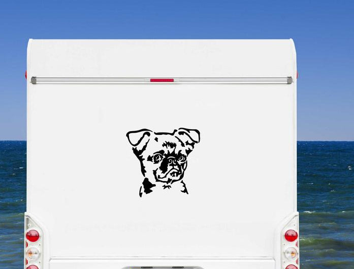 Petit Brabancon Aufkleber Wohnmobil | Hund Kopf Autoaufkleber & Wandtattoo - H20cm / Schwarz