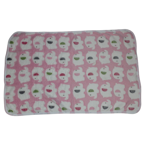 Pettimania Fleece Decke mit Elefanten-Motiv pink, Maße: 75 x 55 cm