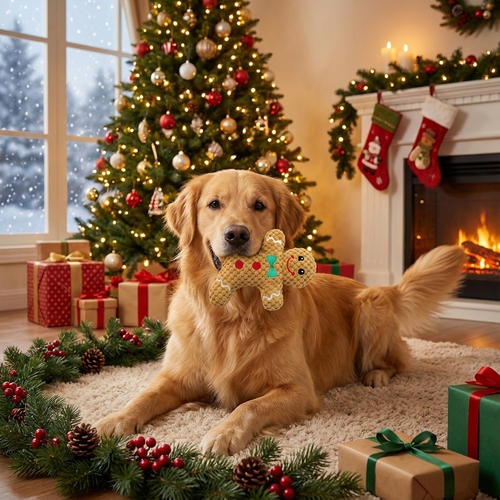 Pettimania Hundespielzeug X-Mas Lebkuchenmann aus Stoff