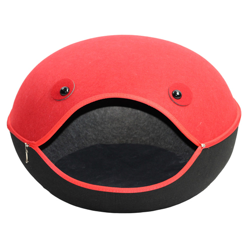 Pettimania Katzenhöhle Filz in Froschform schwarz/rot