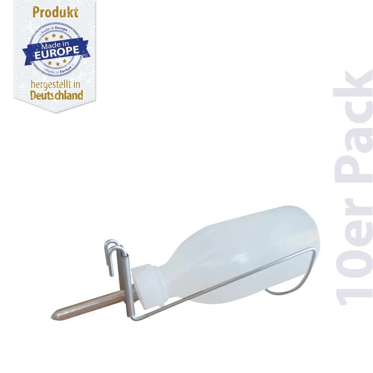 Polyflasche mit Edelstahl-röhrchen gerade - 0,25 Liter - 10er Pack