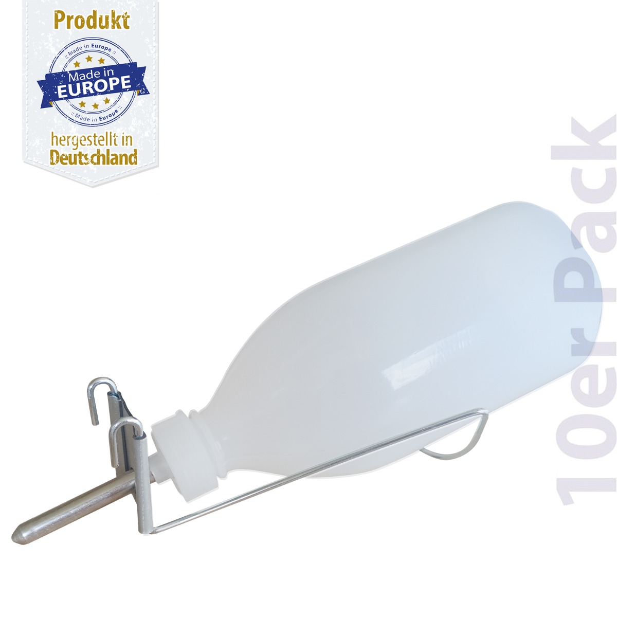Polyflasche mit Edelstahl-röhrchen gerade - 0,5 Liter - 10er Pack