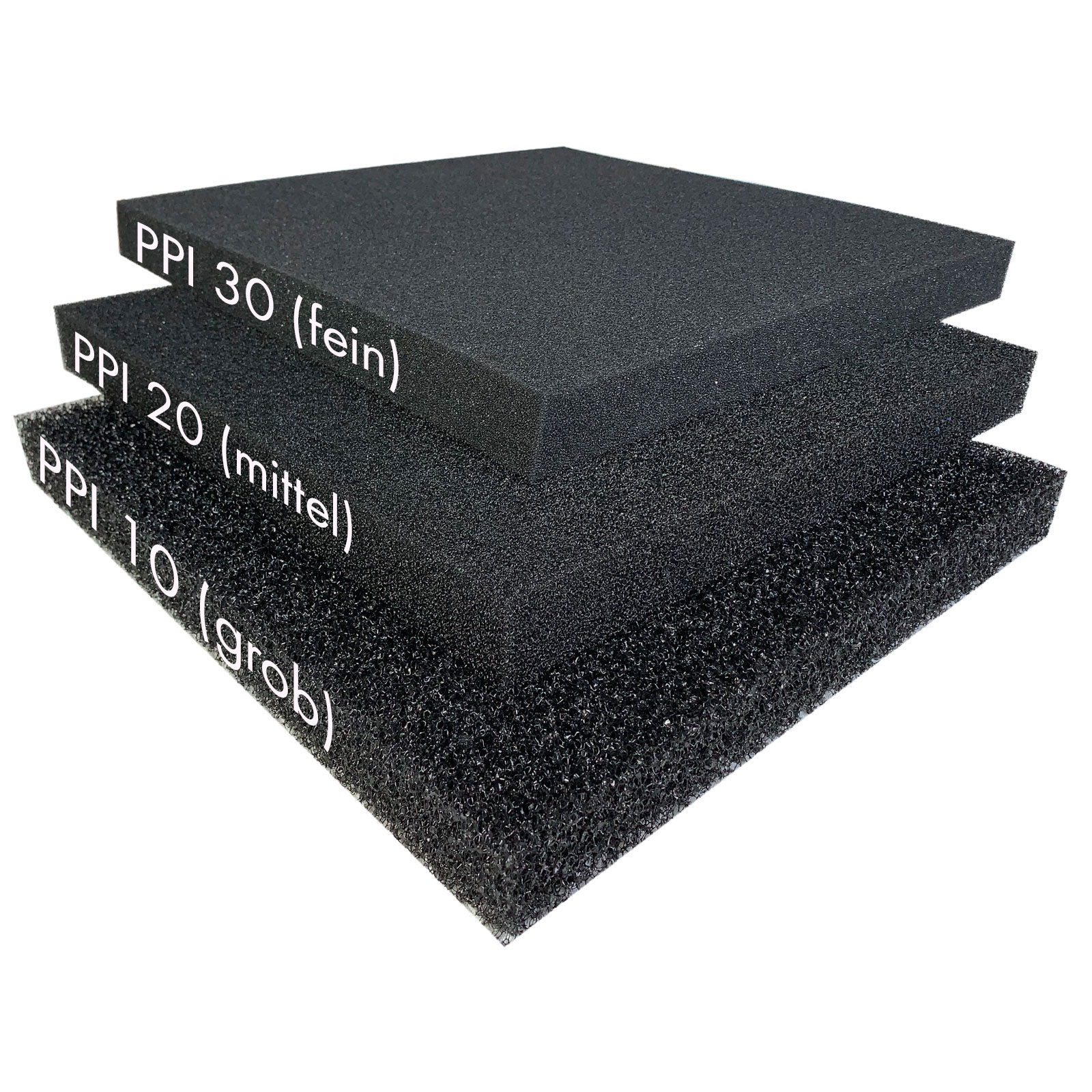 Pondlife Aquaristik Teich Filterschaum Filterschwamm schwarz, alle Größen von 50x50x2cm -100x50x10cm