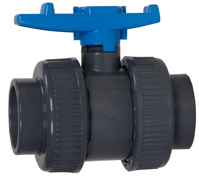Pondlife PVC Kugelhahn 2 Wege AF Klebemuffe - blauer Griff