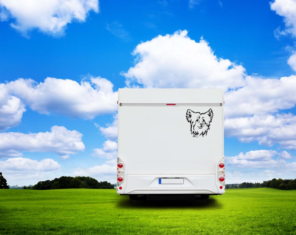 Powder Puff Kopf Auto Wohnmobil Aufkleber  I Wandtattoo - H50cm / Weiß