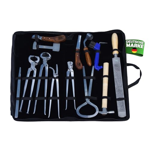 Professional 13-Piece Horse Farrier Tool Kit - Heavy-Duty Hoof Trimmer, Rasp, Pliers & Cutters for Horses, Cattle, Sheep - Durable Carbon Steel Farrier Supplies