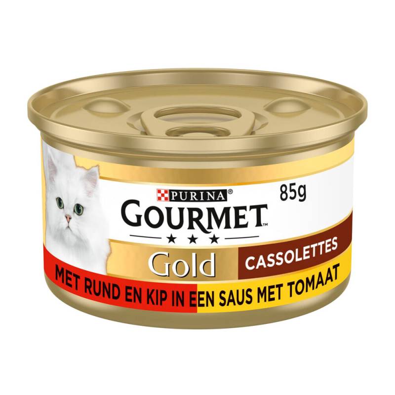 Purina Gourmet Gold Cassolettes - Rindfleisch und Huhn - 24 x 85 g von Purina