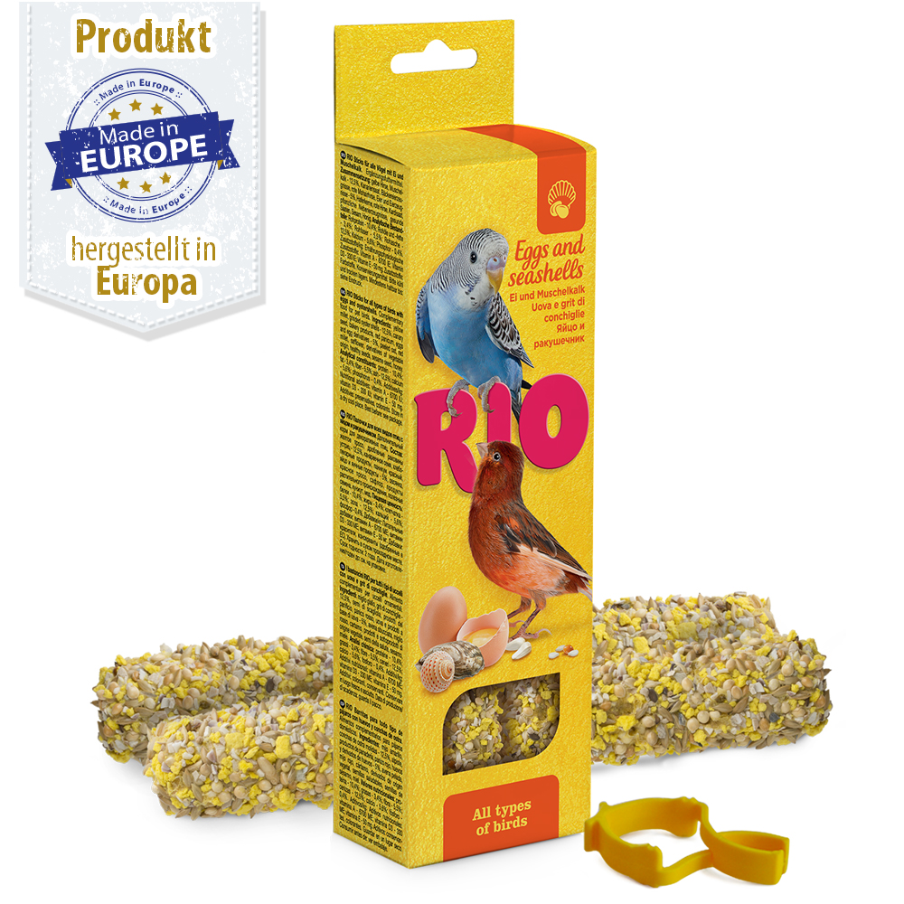 RIO Sticks - für alle Vögel - mit Ei & Muschelkalk - 2x 40 g