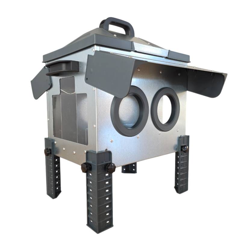 ROBUST - Futterautomat für Hühner - 12 Kg mit verstellbaren Füßen & Regendach