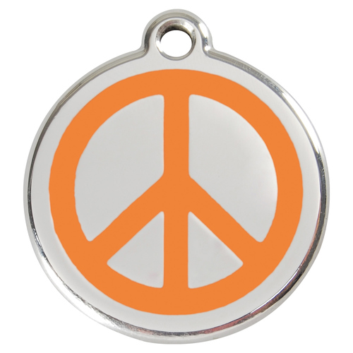 RedDingo Hundemarke mit individueller Gravur Peace orange, Größe: L