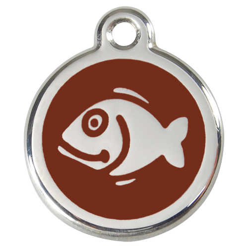 RedDingo Katzenmarke mit individueller Gravur Fisch braun