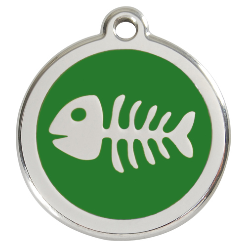 RedDingo Katzenmarke mit individueller Gravur Fischgräten grün