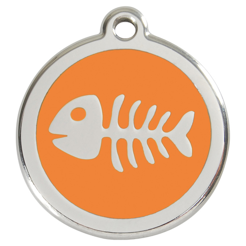 RedDingo Katzenmarke mit individueller Gravur Fischgräten orange