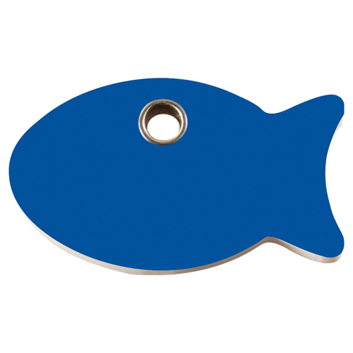 RedDingo Kunststoff Katzenmarke mit individueller Gravur Fisch dunkelblau