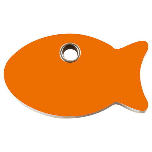 RedDingo Kunststoff Katzenmarke mit individueller Gravur Fisch orange