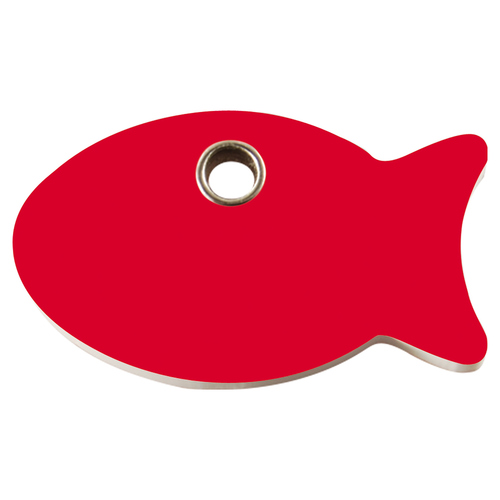RedDingo Kunststoff Katzenmarke mit individueller Gravur Fisch rot