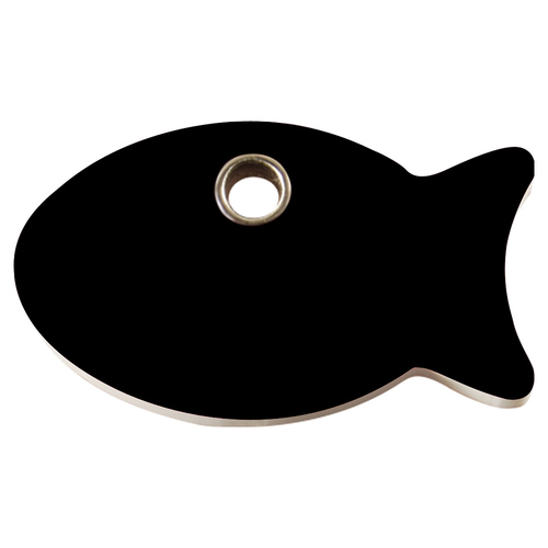 RedDingo Kunststoff Katzenmarke mit individueller Gravur Fisch schwarz
