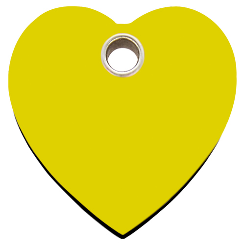 RedDingo Kunststoff Katzenmarke mit individueller Gravur Herz gelb