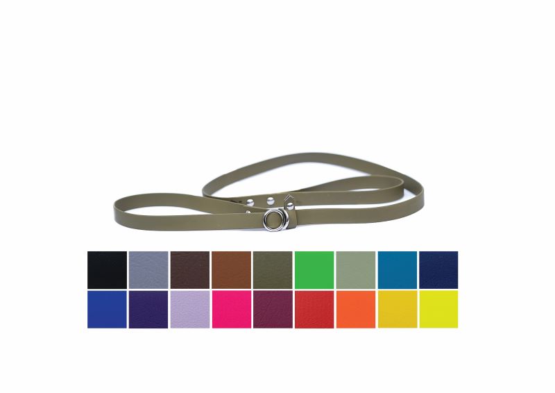 Retrieverleine aus Biothane in Wunschfarbe M/L Polarblau Messing (gold)