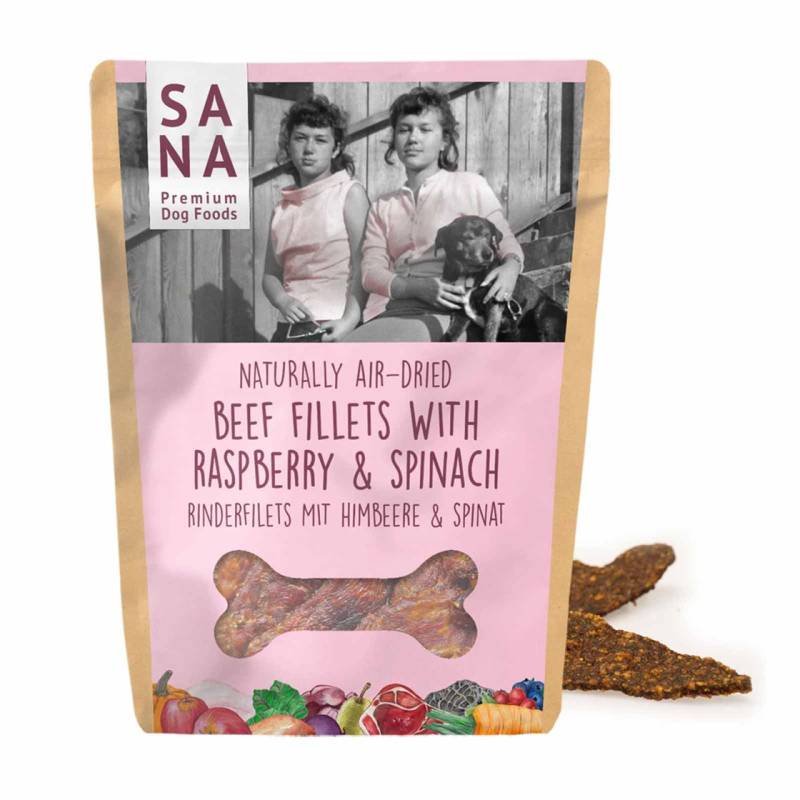 Rinderfilets mit Himbeeere und Spinat - 100 Gramm