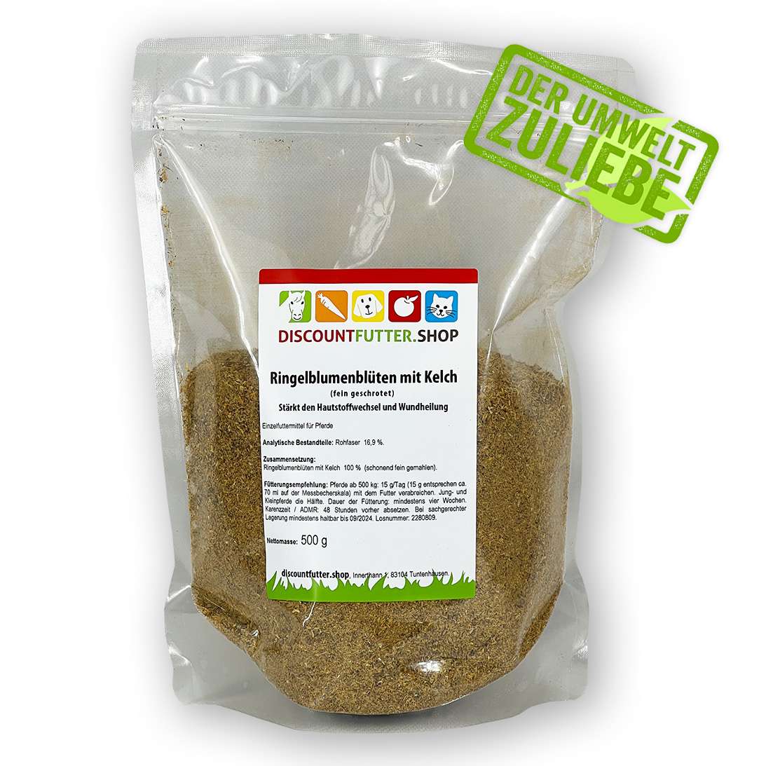 Ringelblumenblüten mit Kelch (fein geschrotet)