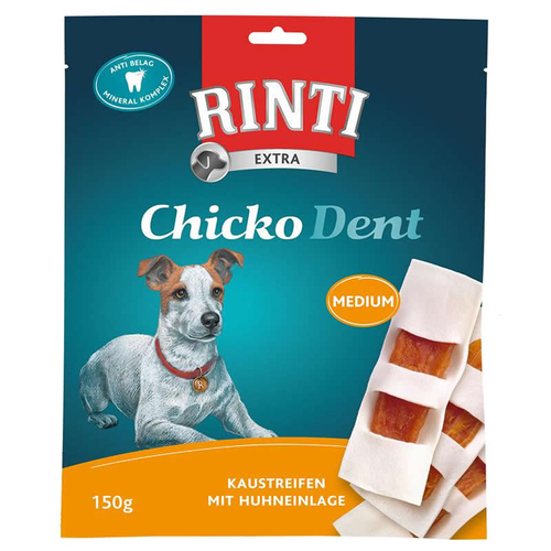 Rinti Chicko Dent Kaustreifen mit Huhneinlage Medium 150 g - 9 Stück / Sparpaket