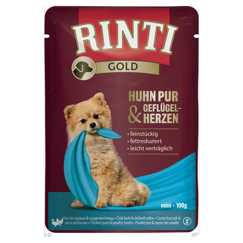 Rinti Gold Huhn Pur & Geflügelherzen 100 g - 10 Stück Rinti Gold Huhn Pur & Geflügelherzen 100 g - 10 Stück