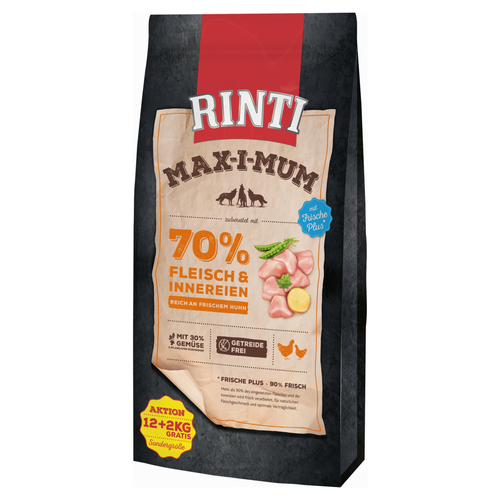 Rinti MAX-I-MUM Huhn 12 kg + 2 kg gratis