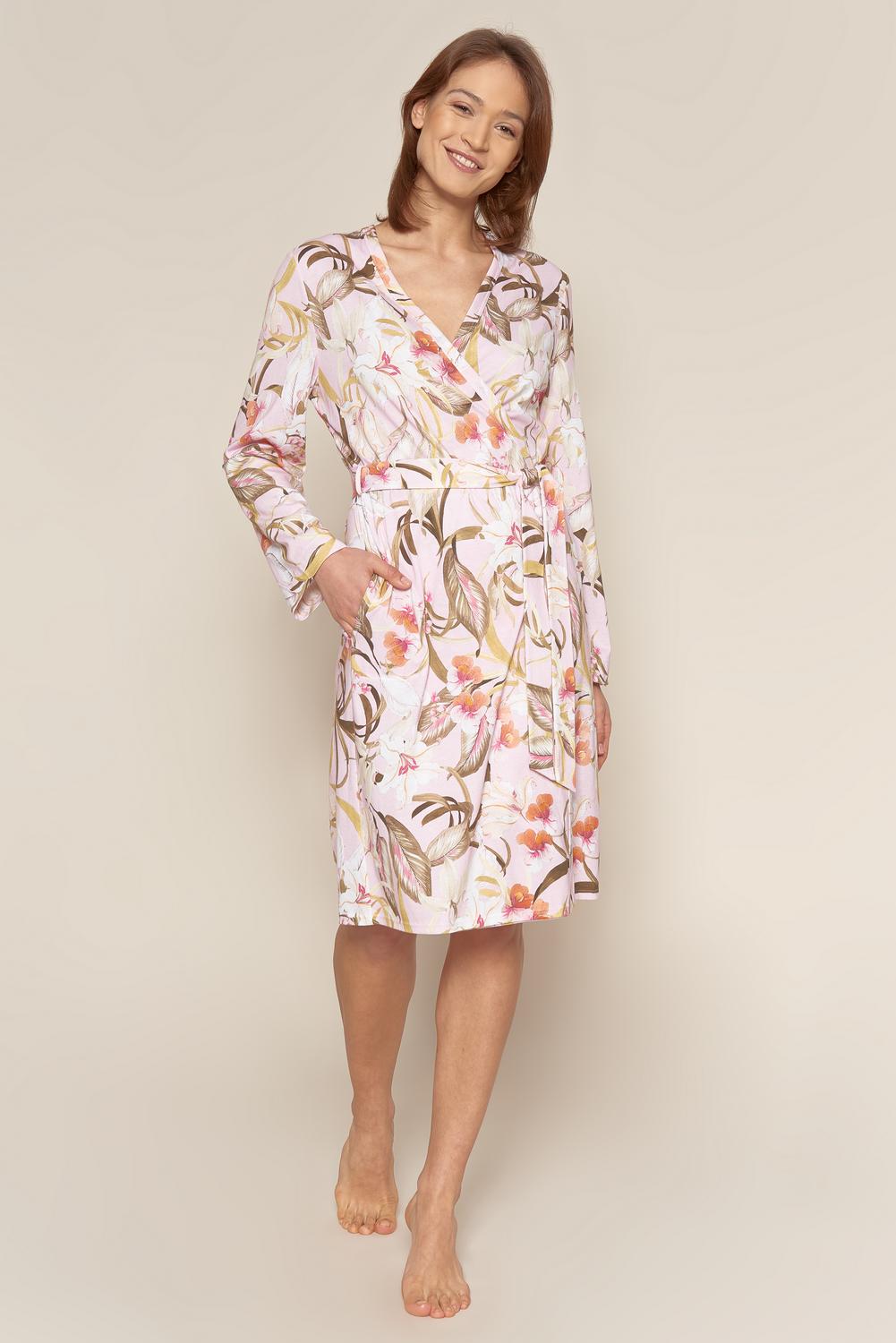 Robe, 1/1 sleeve, wrap-around, pock
