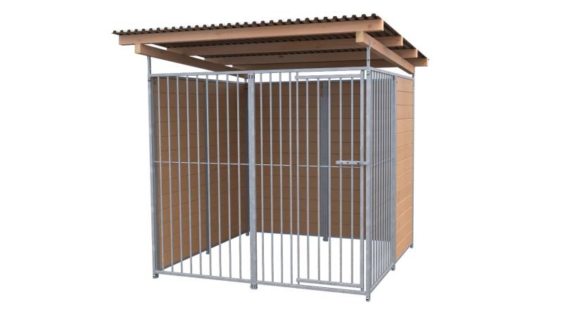 SAUERLAND Hundezwinger 2 x 2 m | 2,5-seitig geschlossen | braun imprägniert | Ro...