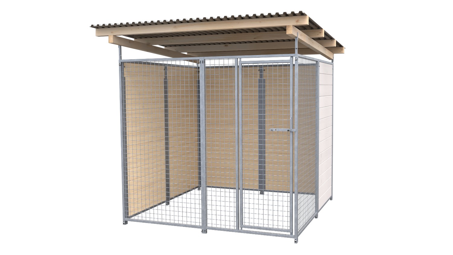 SAUERLAND Hundezwinger 2 x 2 m | 2,5-seitig geschlossen | weiß lasiert | Gitter ...