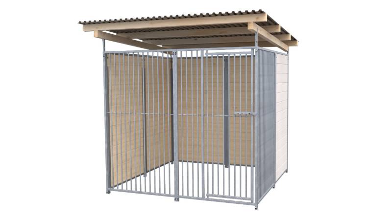 SAUERLAND Hundezwinger 2 x 2 m | 2,5-seitig geschlossen | weiß lasiert | Rohrsta...