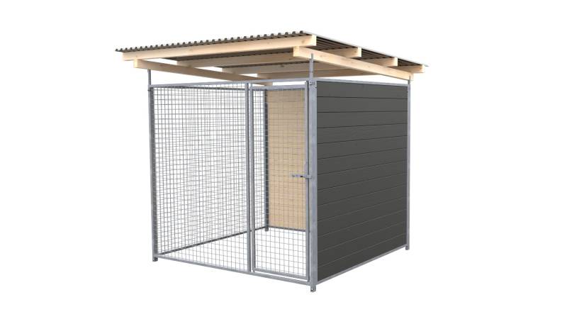 SAUERLAND Hundezwinger 2 x 2 m | 2-seitig geschlossen | graphitgrau  | Gitter 5x...