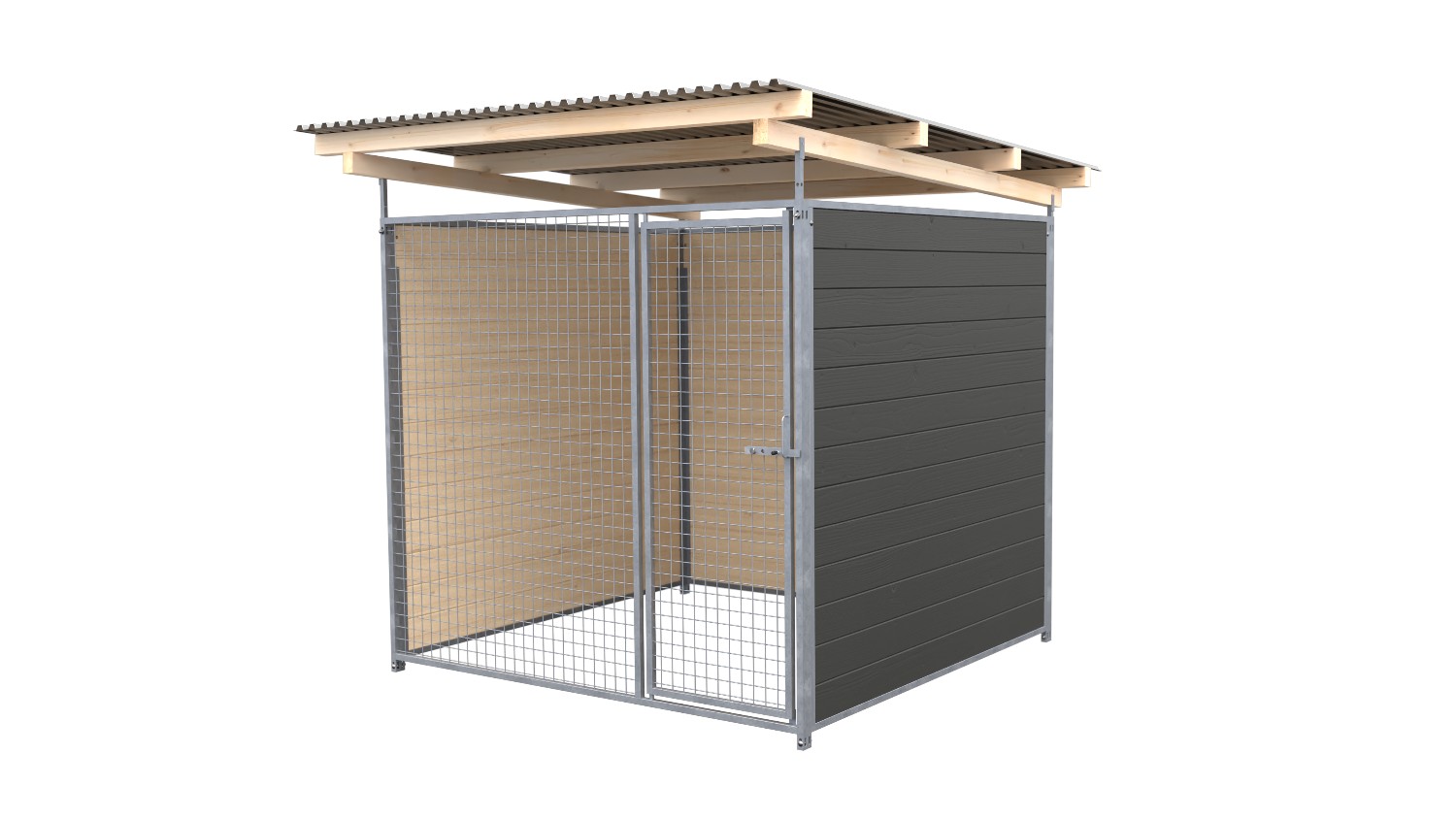SAUERLAND Hundezwinger 2 x 2 m | 3-seitig geschlossen | graphitgrau | Gitter 5x5...