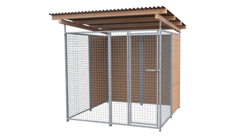 SAUERLAND Hundezwinger 2 x 2 m | hälftig geschlossen | braun imprägniert | Gitte...