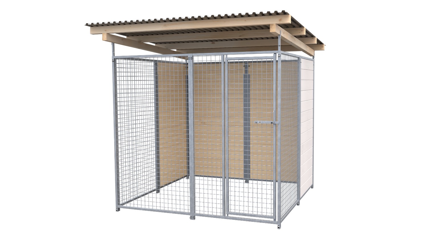 SAUERLAND Hundezwinger 2 x 2 m | hälftig geschlossen | weiß lasiert | Gitter 5x5...
