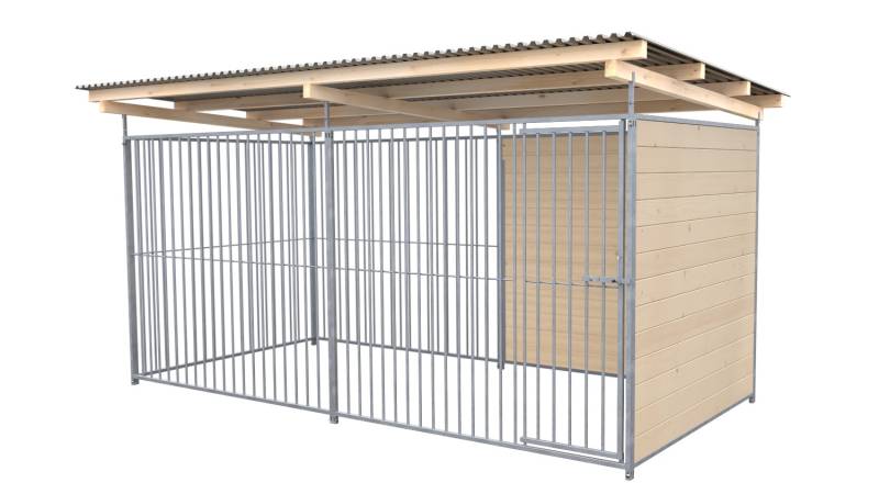 SAUERLAND Hundezwinger 2 x 3 m | 1,5-seitig geschlossen | naturbelassen | Rohrst...