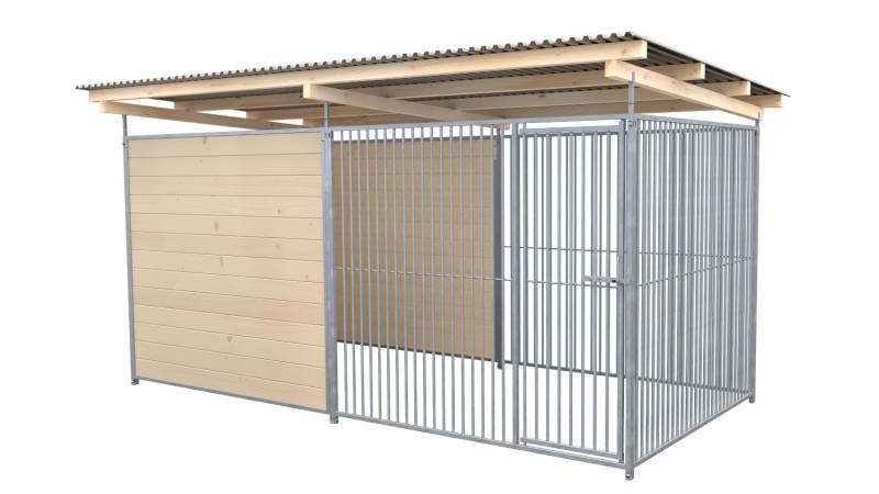 SAUERLAND Hundezwinger 2 x 3 m | hälftig geschlossen | naturbelassen | Rohrstab ...