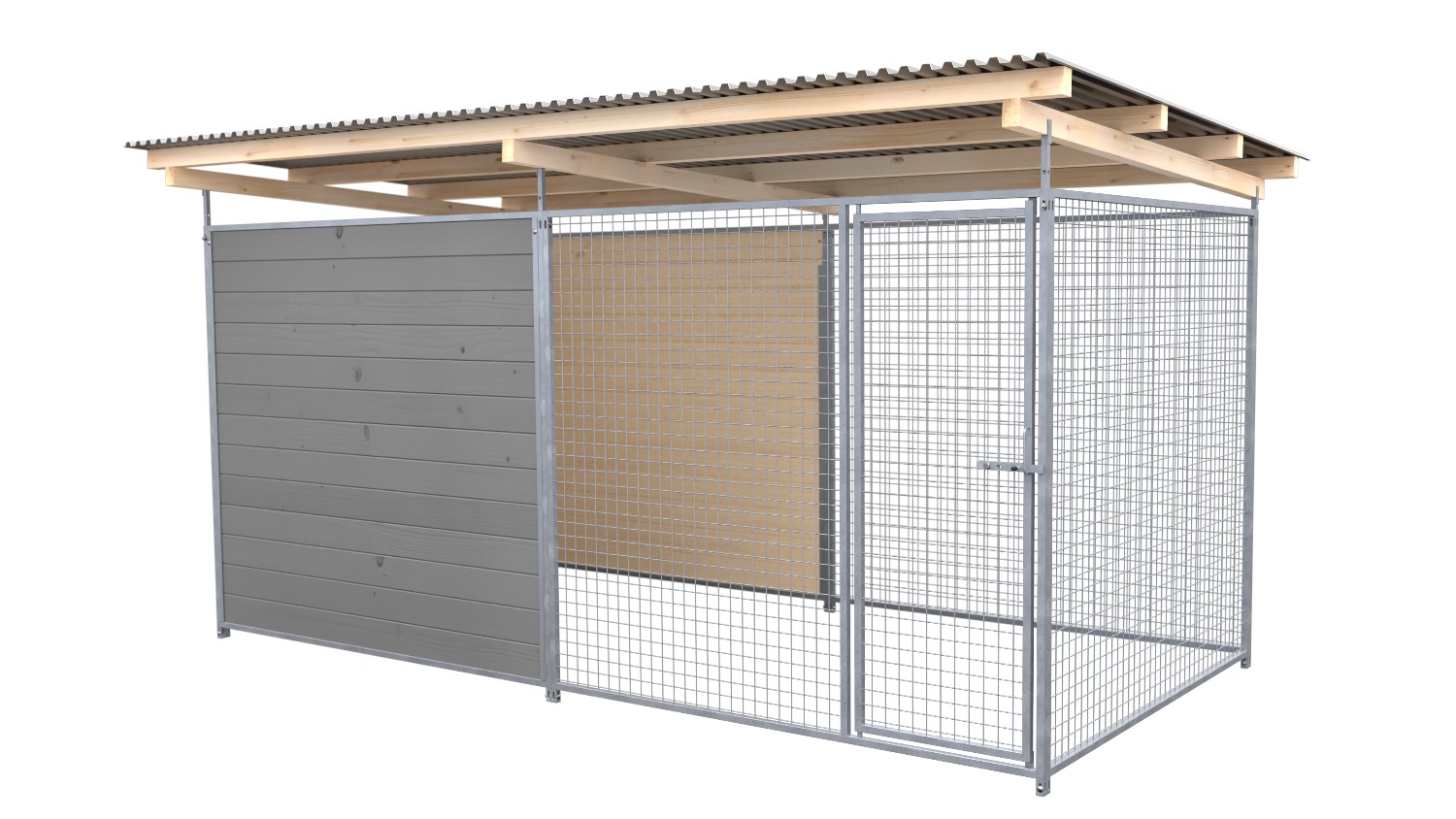 SAUERLAND Hundezwinger 2 x 3 m | hälftig geschlossen | platingrau | Gitter 5x5 c...