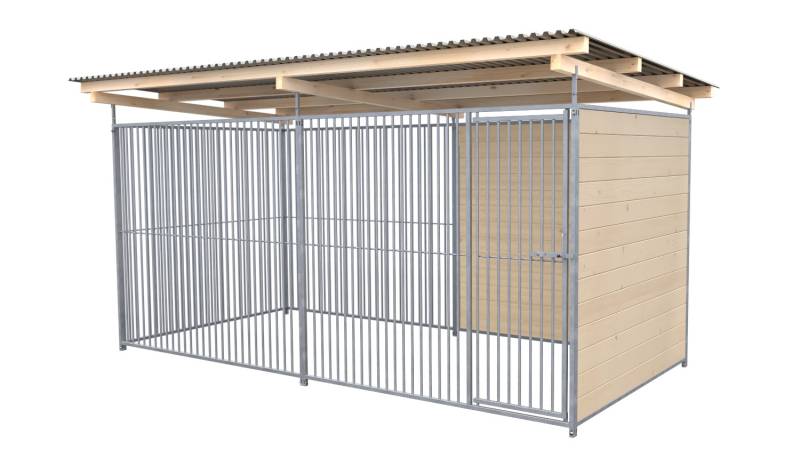 SAUERLAND Hundezwinger 2 x 4 m | 1,5-seitig geschlossen | naturbelassen | Rohrst...
