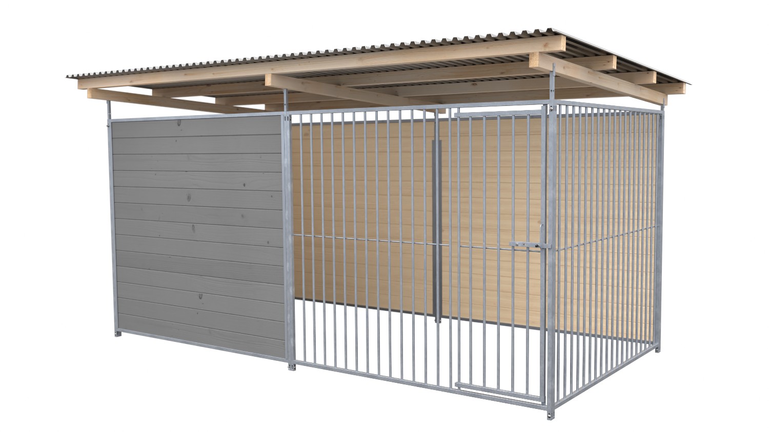 SAUERLAND Hundezwinger 2 x 4 m | 2,5-seitig geschlossen | platingrau | Rohrstab ...