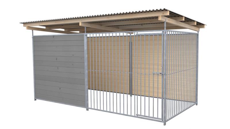 SAUERLAND Hundezwinger 2 x 4 m | 2,5-seitig geschlossen | platingrau | Rohrstab ...
