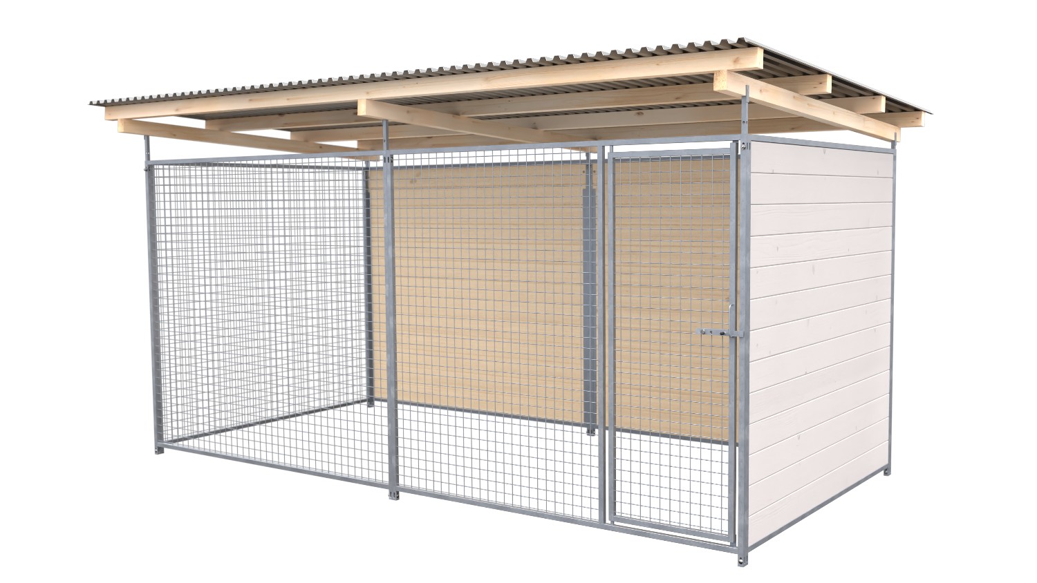 SAUERLAND Hundezwinger 2 x 4 m | 2-seitig geschlossen | weiß lasiert | Gitter 5x...