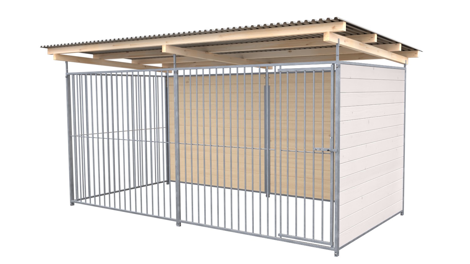 SAUERLAND Hundezwinger 2 x 4 m | 2-seitig geschlossen | weiß lasiert | Rohrstab ...