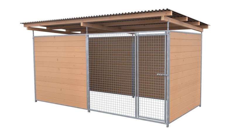 SAUERLAND Hundezwinger 2 x 4 m | 3,5-seitig geschlossen | braun imprägniert | Gi...