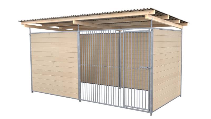 SAUERLAND Hundezwinger 2 x 4 m | 3,5-seitig geschlossen | naturbelassen | Rohrst...