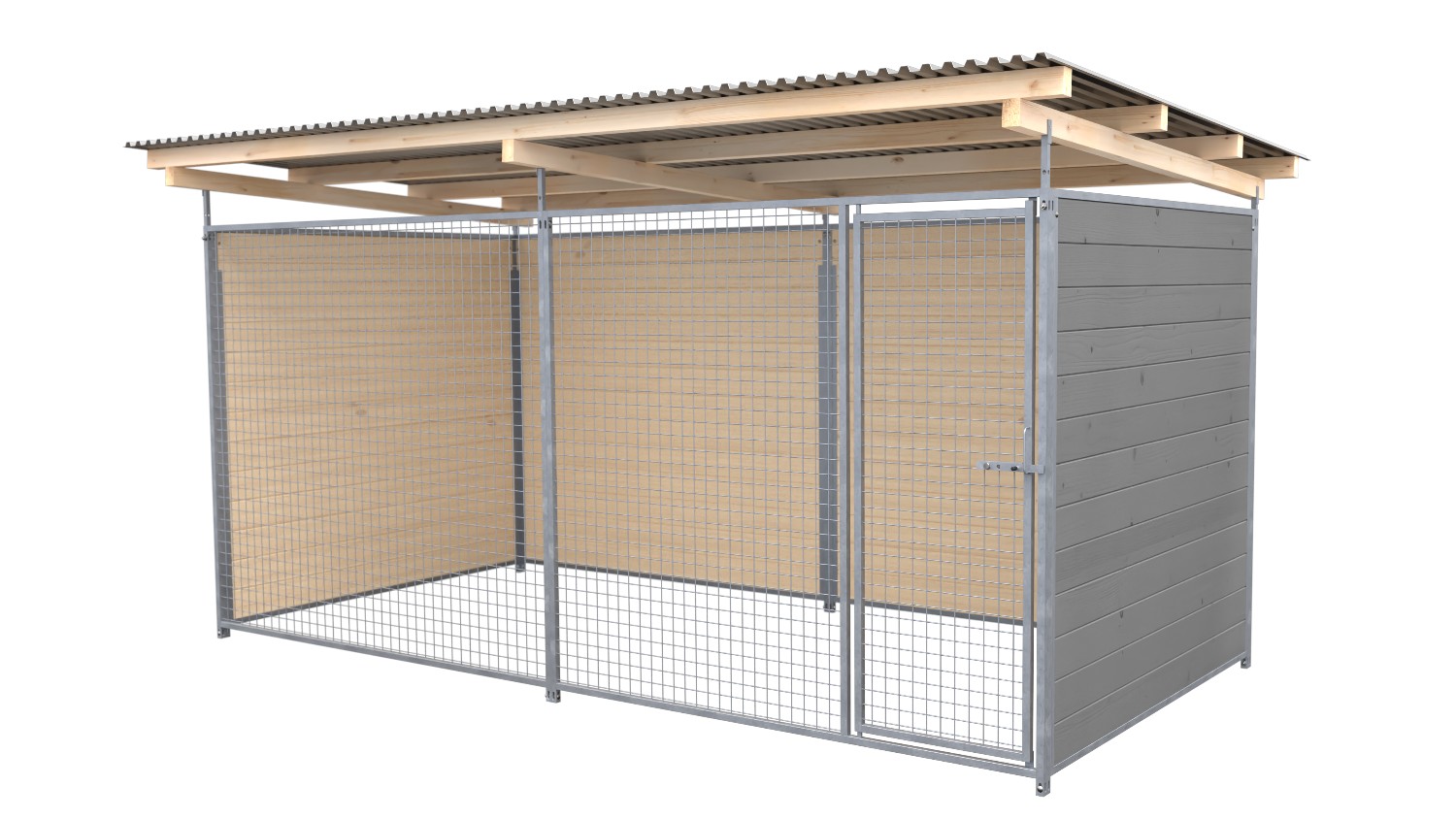 SAUERLAND Hundezwinger 2 x 4 m | 3-seitig geschlossen | platingrau | Gitter 5x5 ...